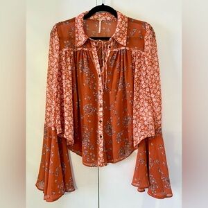 Free People Serena Floral Button Down Blouse
